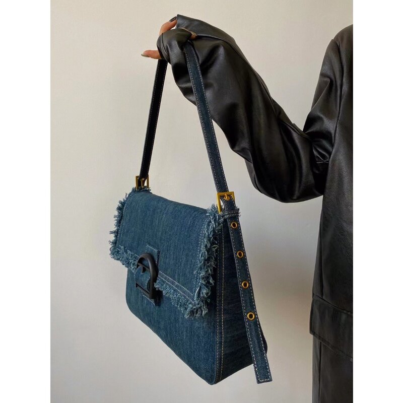 Vintage Denim Flap Messenger Bag Casual Style Lightweight Retro Travel Hobo Tote Bag Solid Cell Phone Purse сумка женская