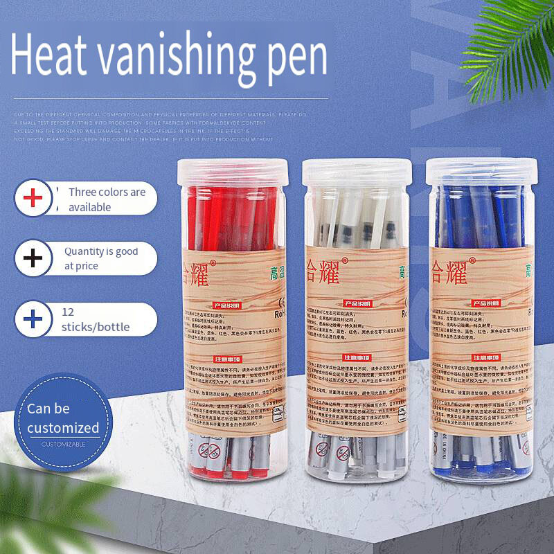 12PCS New Fabric Leather Special Point Line Marking Pen Bold Heat Elimination Pen Big Mac High Temperature Disappear Pen