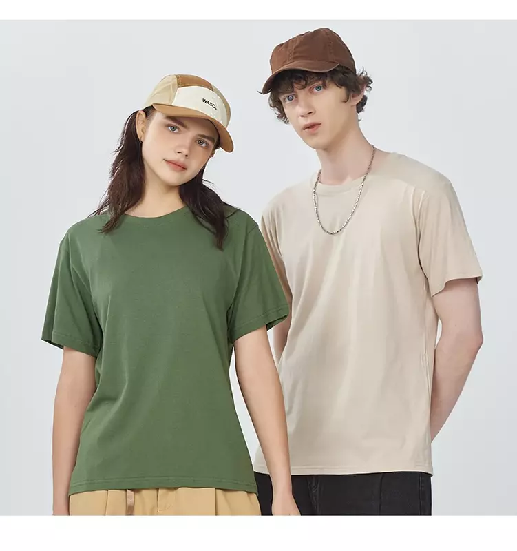 T-shirt de manga curta masculina e feminina, 100% algodão, sólido, moda, tendência da marca, branco, preto roupa, produtos personalizados, tops de verão