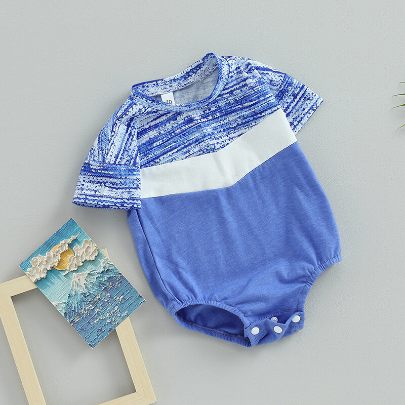 Baby Jungen Mädchen Sommer Stram pler Kurzarm Rundhals ausschnitt Grafik Bodysuit Neugeborene Kleidung