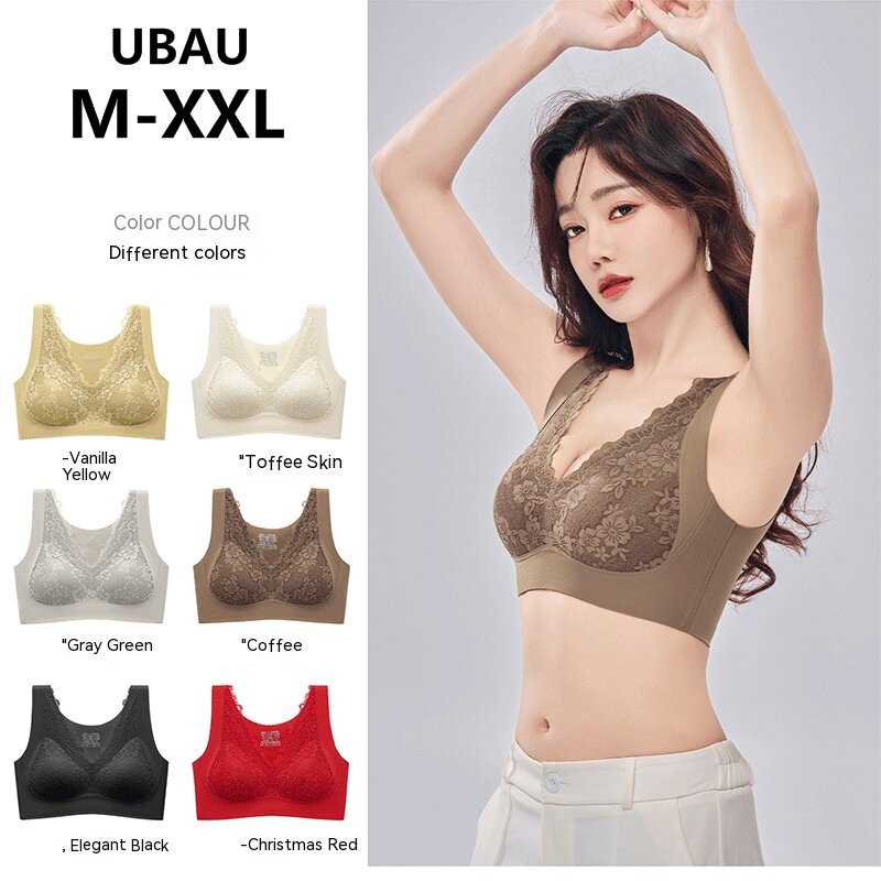 UBAU Warm non-marking lace underwear female double-sided heat storage tank top without steel ring gathered up support warm bra