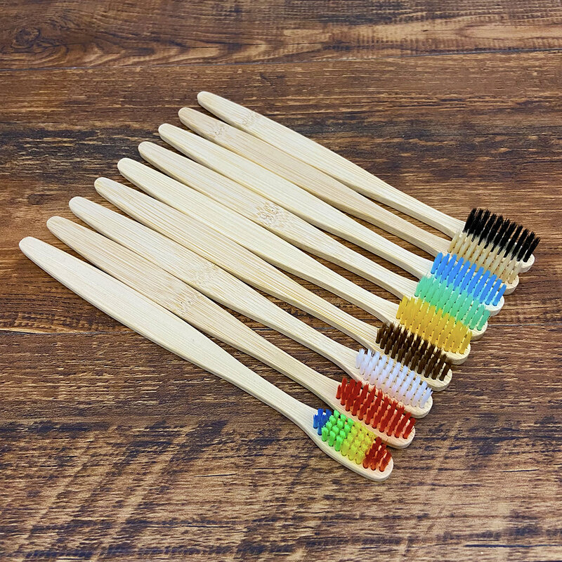 Brosses à dents en bambou pour adultes, 1 pièce, portable, cuillère à soupe, en bois, douces, soins bucco-dentaires
