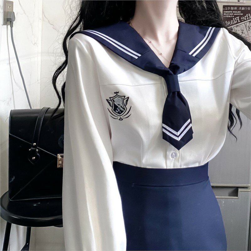 女の子のための韓国の大学スタイルの制服、バッグ、ヒップスカート、セーラースーツ、jkユニフォーム、コスプレ、日本のパッチワークドレスセット、ホット