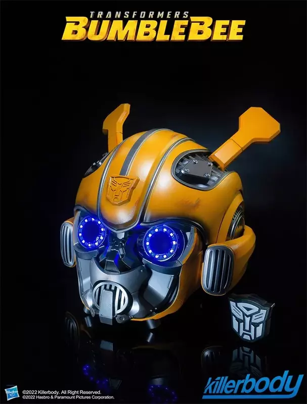 가변 휴머노이드 범블비 1:1 헬멧, 정품 애니메이션 피규어 웨어러블 스피커, 얼굴 변경 모델, 인형 장식 장난감 선물