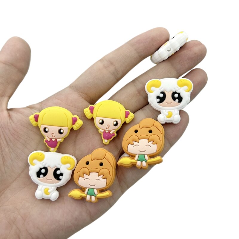 10 buah/lot silikon gadis manik-manik bayi DIY dot rantai kalung pulpen Aksesori makanan kelas Chewing BPA gratis hadiah Kawaii