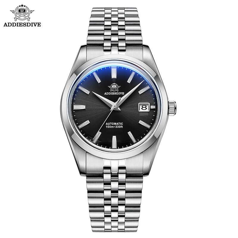 Adpeso jam tangan Mekanikal otomatis untuk pria, arloji Dial otomatis 39mm warna hitam/putih, tampilan kalender baja, jam tangan menyelam AD2029 Relogio Masculino