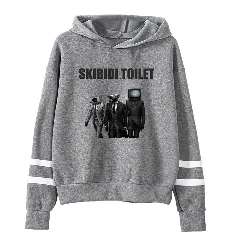 Skibidi-Hoodie unissex com manga de barras paralelas sem bolso, streetwear para mulheres e homens, moletom, roupas engraçadas do jogo, novo, 2023