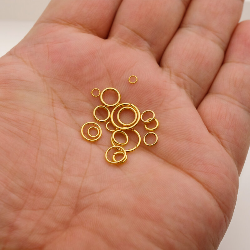 100-200 buah/lot emas baja tahan karat cincin lompat terbuka konektor cincin terpisah untuk DIY Aksesori perlengkapan pembuatan perhiasan grosir