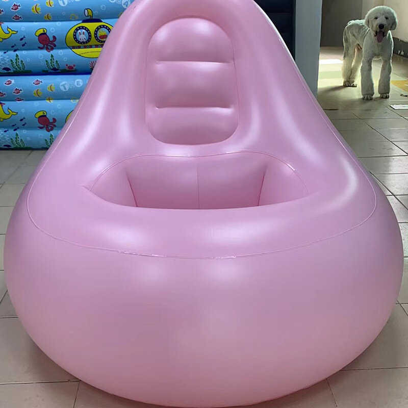 Sofá inflable de PVC de ocio para interiores y exteriores, silla portátil de playa, Camping, piscina, con agujeros, color rosa