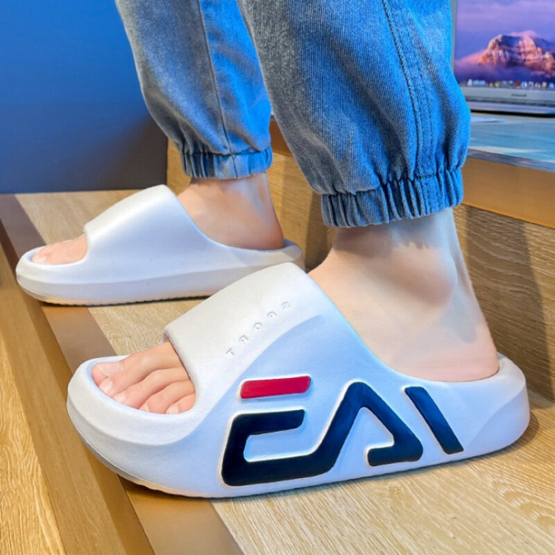 Zapatillas de EVA de alta calidad para hombre, zapatos impermeables a la moda, sandalias de fondo grueso para exteriores, toboganes de baño suaves para playa, Verano
