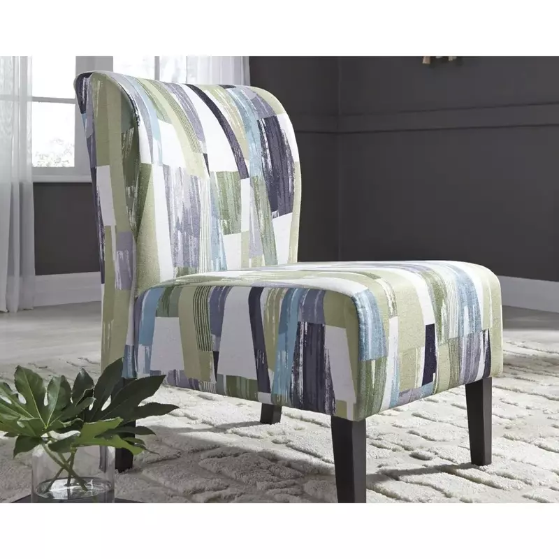 애슐리 트립티스 추상 인쇄 디자인, 현대 악센트 의자, 그린, 블루, 화이트