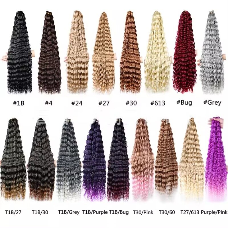 Deep Wave Bulk Hair Extra Long 26 pollici Ombre Color Deep Twist Crochet intrecciare l'estensione dei capelli 100 presente materiale premium