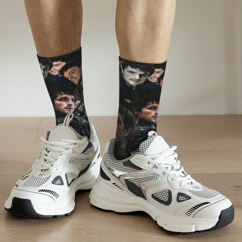 Calzini sportivi colorati Josh Hutcherson calzini a tubo centrale in poliestere per donna uomo