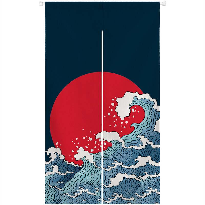 Ofat домашняя морская волна, дверная занавеска, японская дверная занавеска Noren, перегородка для комнаты, Кухонное украшение, подвесные шторы