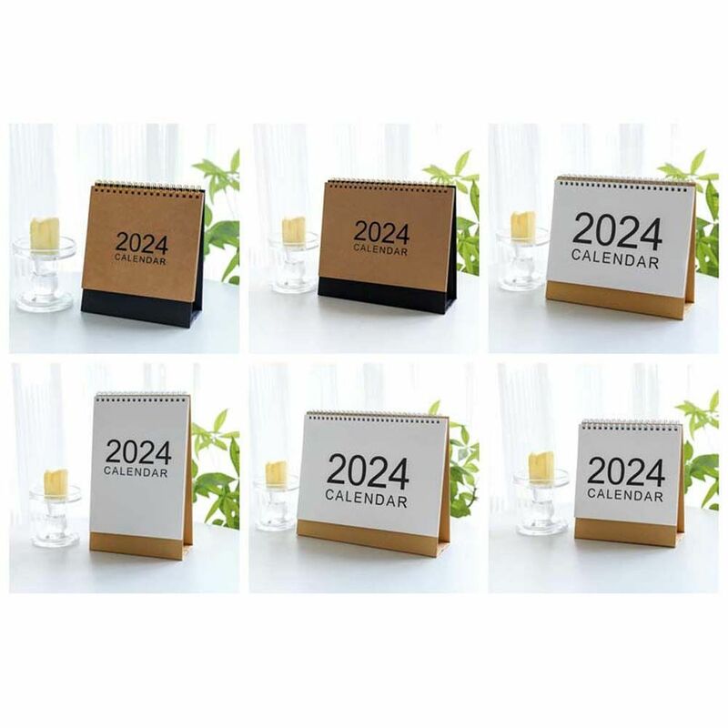 1 PCS Ins Style 2024 Calendar Simple Coil Standing Calendar Creative Weekly Schedule For Student Gift