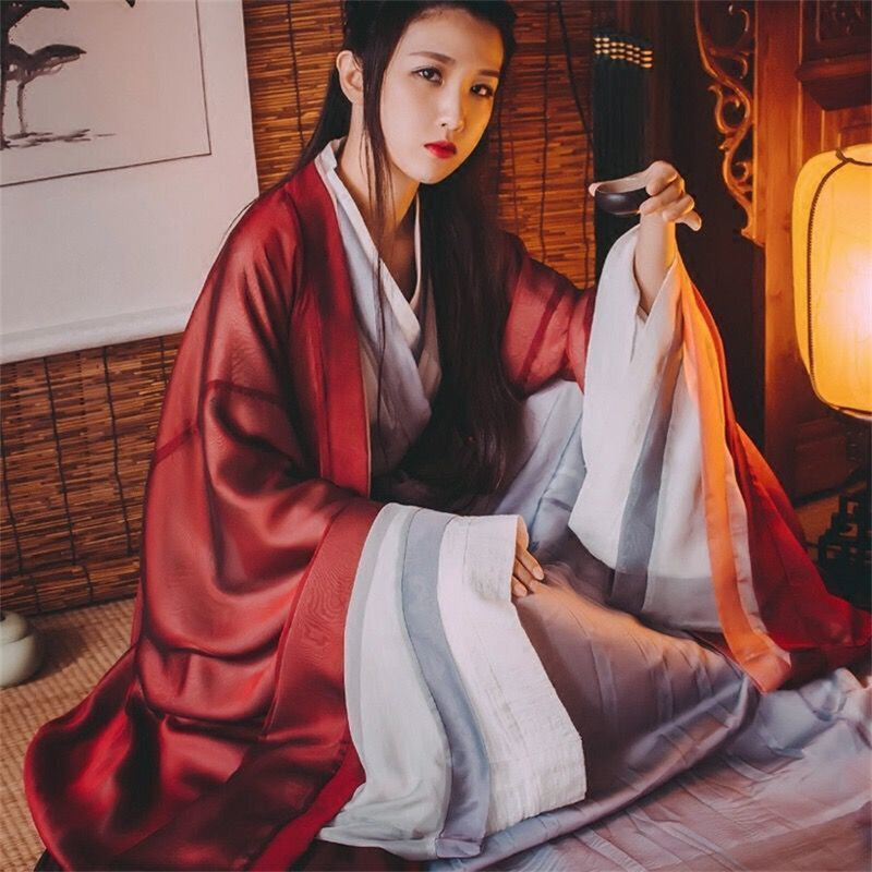 Kostum tradisional Cina untuk wanita, Hanfu gaun peri dansa rakyat, pakaian putri bordir antik, setelan Cosplay Tang wanita