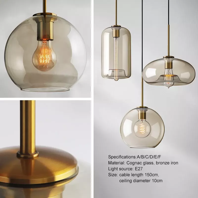 Современный подвесной стеклянный светильник в скандинавском стиле лофт, подвесные светильники E27/E26 для промышленного декора, лампа для кухни, ресторана