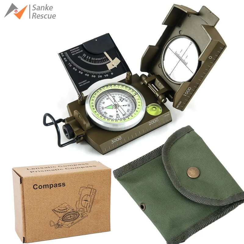 Multifunctional Military Sighting Navigation Compass with Inclinometer Impact Resistant Waterproof Compass for Hiking Camping
