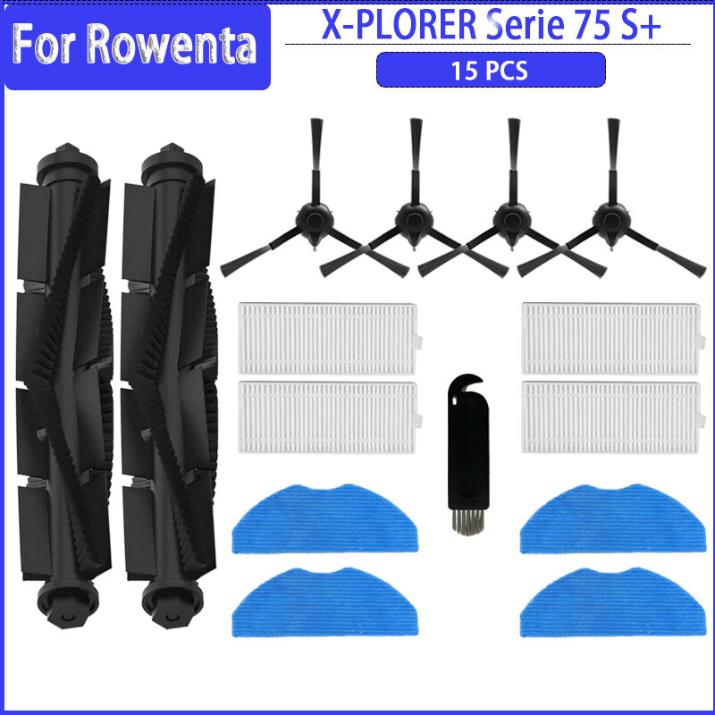 Accesorios de repuesto para Robot aspirador Rowenta X-PLORER 75 S + RR8567WH RR8587WH, filtro de cepillo lateral principal, paño de mopa HEPA