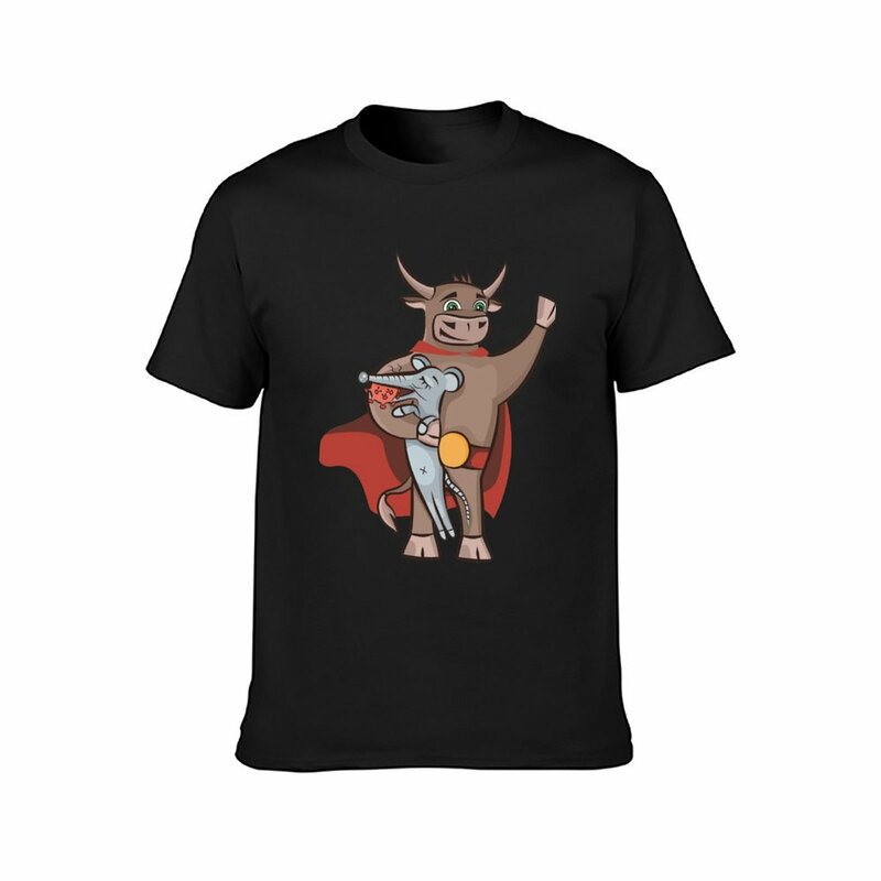 T-shirt gráfica Animal Print masculina, Branco, Símbolo, Boi, rato, Ano Novo, 2021