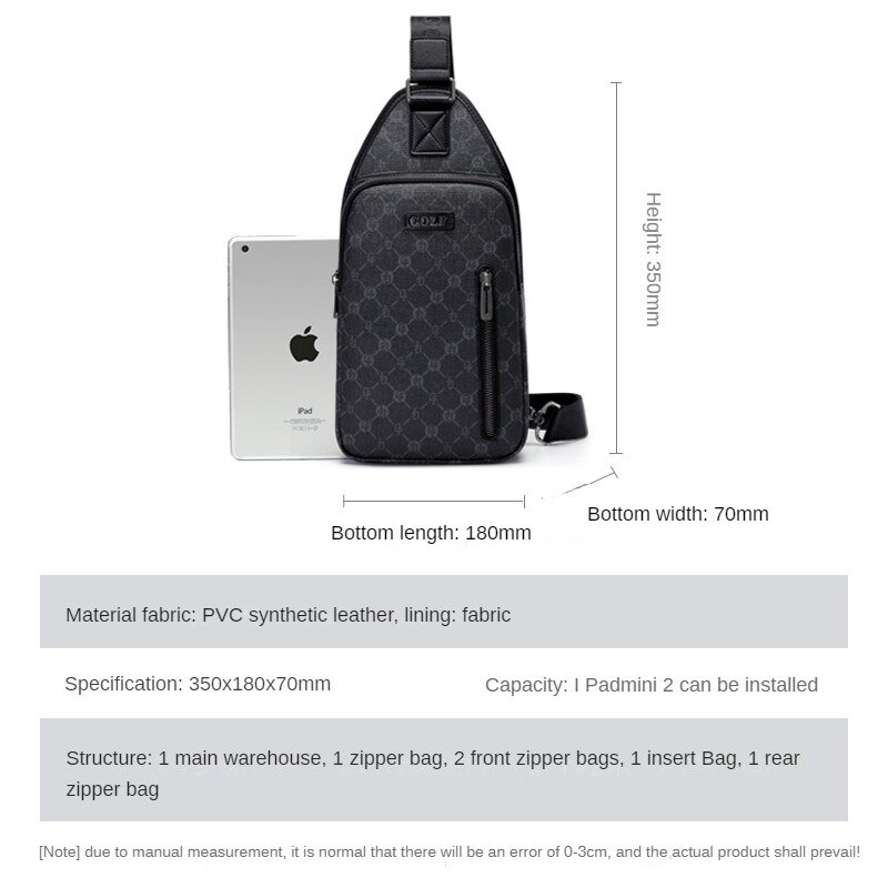GOLF shoulder bag, crossbody bag, trendy chest bag, men's bag, new fashionable chest small backpack, casual business bag