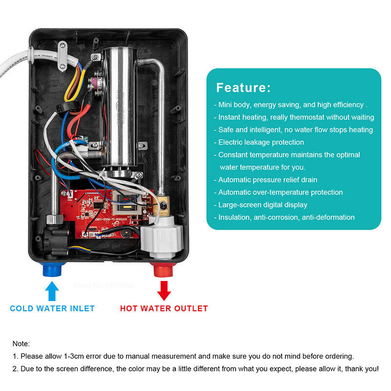 Mini calentador de agua eléctrico sin tanque, 220V, 110V, temperatura constante, calentador de agua caliente instantáneo con pantalla Digital a pedido para el hogar