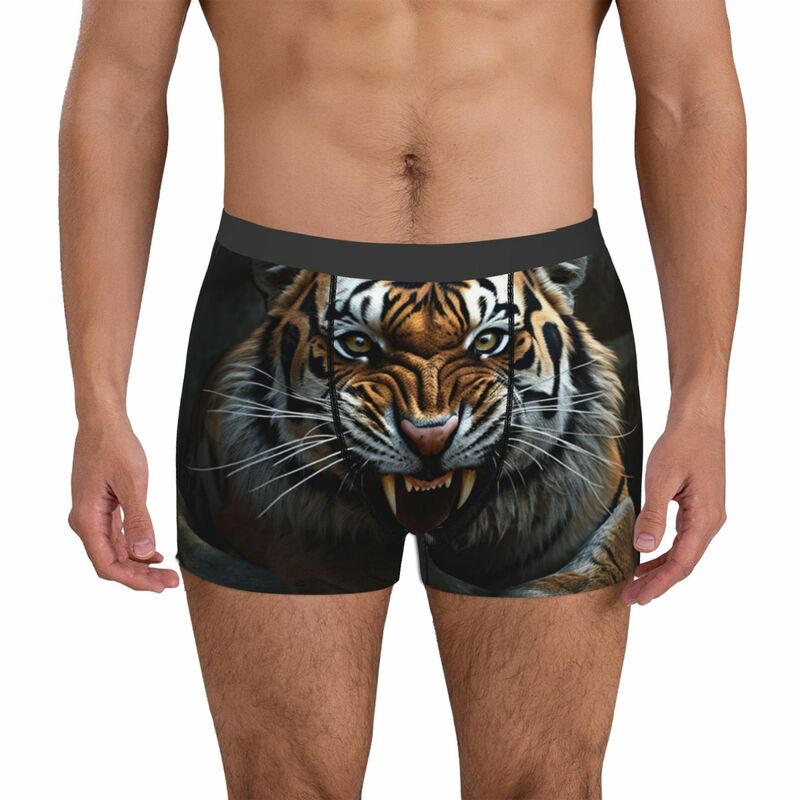 Roar Blue tiger Leopard Design Animal Skin Simulation Underpants Breathbale Panties Men's Underwear Print Shorts Boxer Briefs