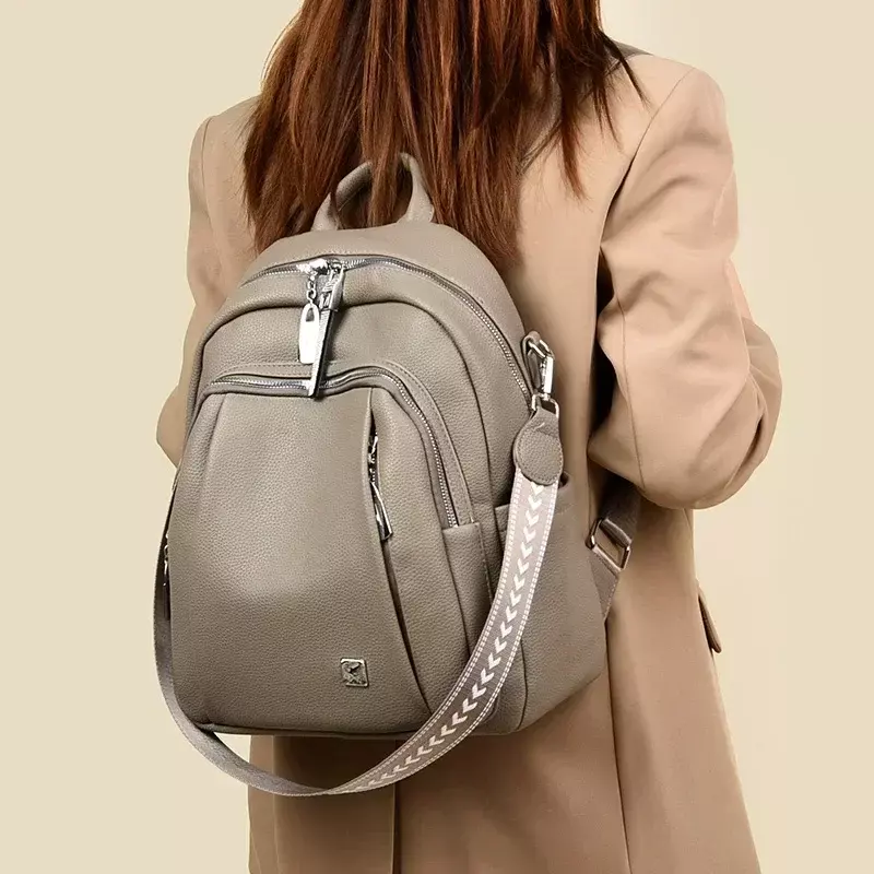 New Zipper Soft PU Women's Backpack Designer 2024 High Quality Leather Fashion Backpack Brand Women's Travel Bag Mochilas Mujer