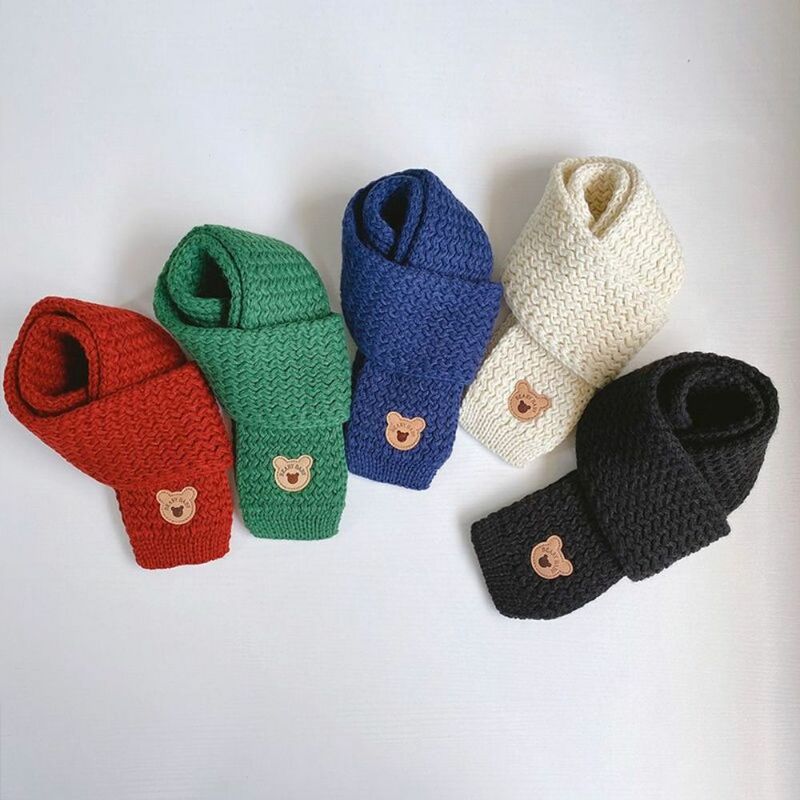 Cute Kids Scarf High Quality Solid Color Autumn Winter Keep Warm Scarf Knitted Neck Collar Kid