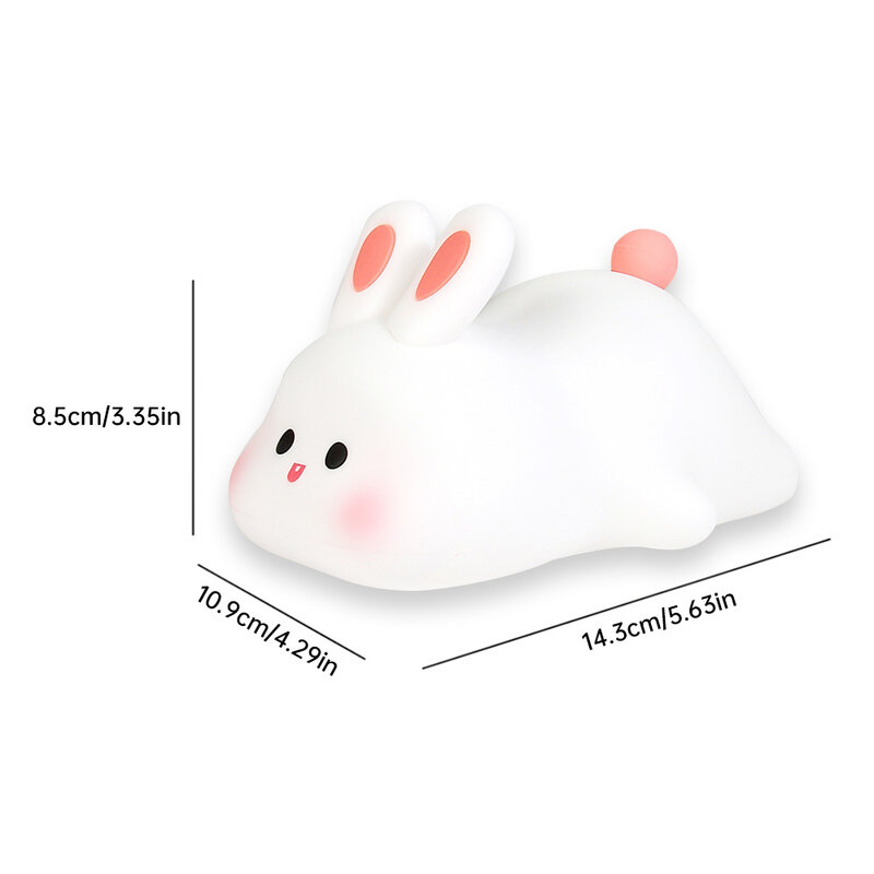 Cute Rabbit Silicone Night Light Soft Touch Sensor comodino Night Light luce per dormire per bambini USB ricaricabile per la casa