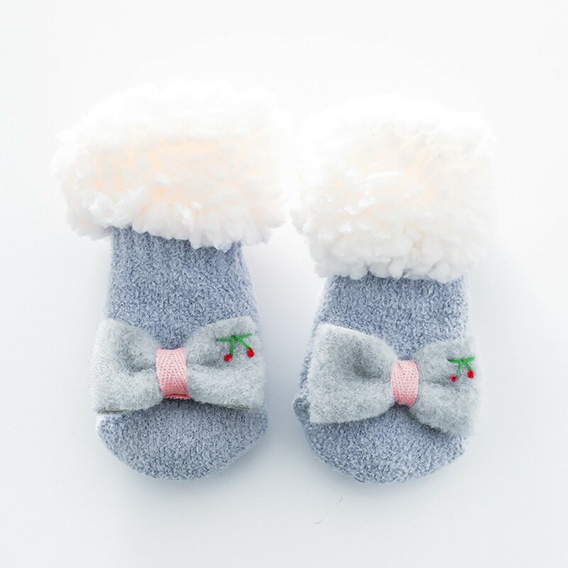 Calcetines de lana de punto con lazo brillante para niña, medias de 3 meses, con dibujos de Navidad, medias para niños, talla 8