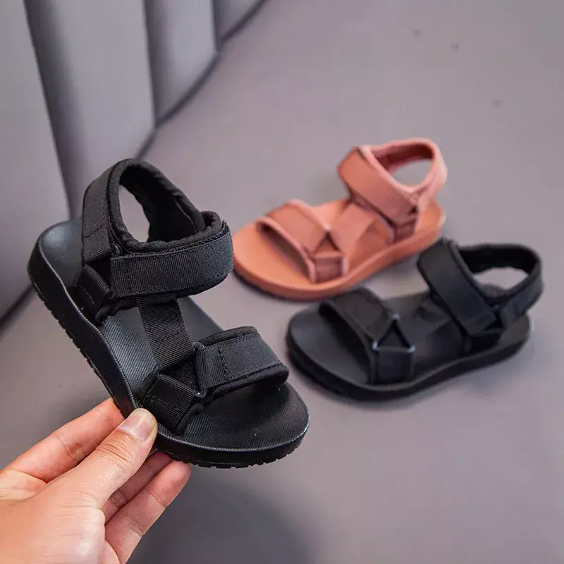 Children's Sandals Boys&girls Summer Casual Versatile Solid Color Chic Beach Shoes Weaving Straps Wear-resistant Simple Open Toe