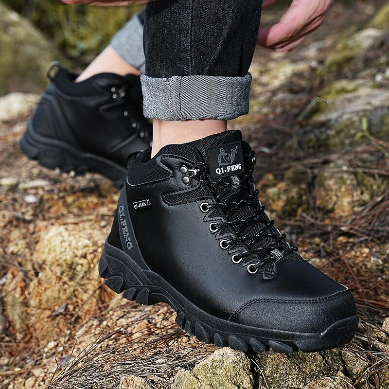 STRONGSHEN-zapatos de senderismo para hombre, zapatillas de escalada de montaña cálidas, de alta calidad, a la moda, botas de nieve informales impermeables, para exteriores, Invierno