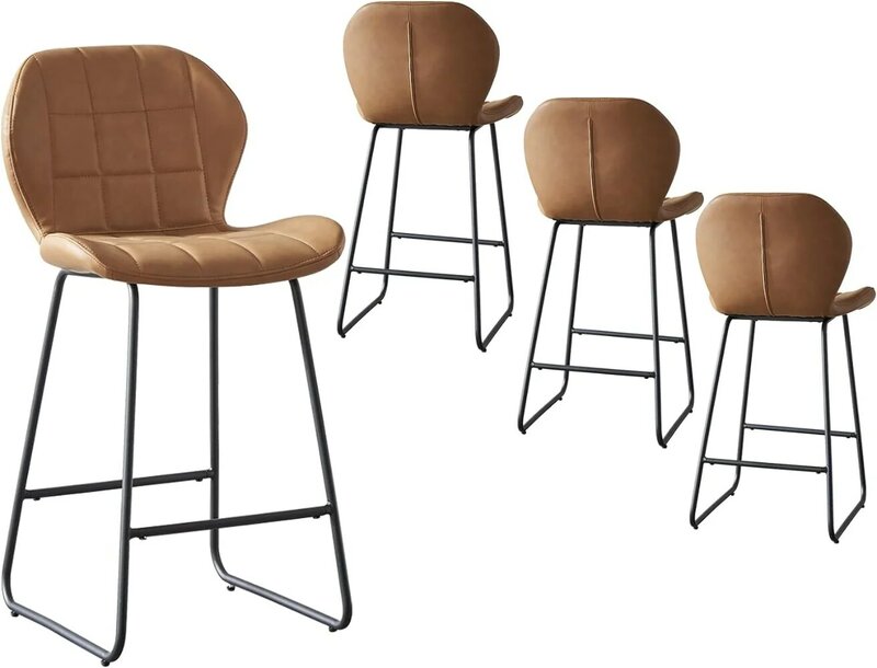 Sgabelli da Bar Set di 4 moderne sedie sgabello da Bar in pelle PU con schienale e poggiapiedi per Pub Coffee Home Dinning
