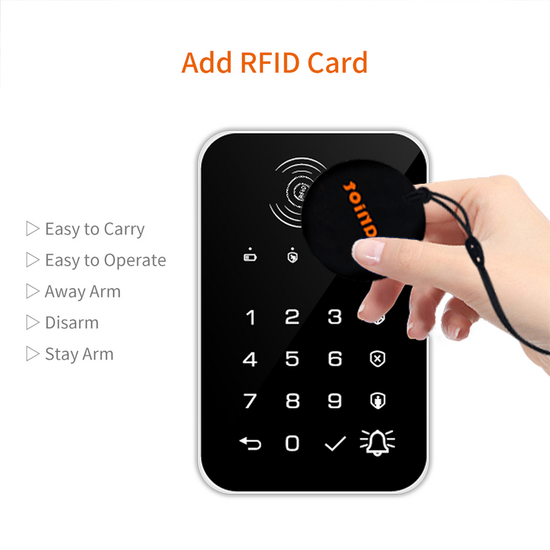 433MHz bezprzewodowy klawiatura dotykowa 2 sztuk karta RFID uzbroić lub rozbroić klawiatura dla System alarmowy do domu Tuya inteligentny System