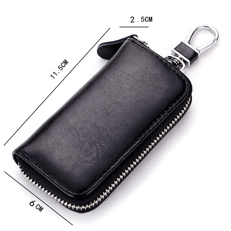 Genuine Leather Keychain Wallet for Men Women Portable Key Box Organizer Pouch Car Housekeeper Key Case Mini Coin Card Holder