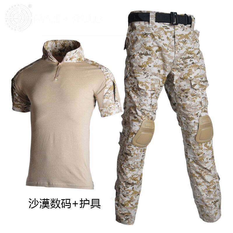 Mężczyzna kamuflaż taktyczne garnitury t-shirty nakolannik turystyka armia koszula bojowa zestaw spodni wojskowy Softshell Airsoft Fish Camp żaba USA