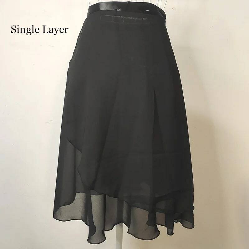 USHINE-Falda larga de Ballet para mujer, vestido de gasa lírica, 2 capas, dos capas, envoltura de baile de doble Color