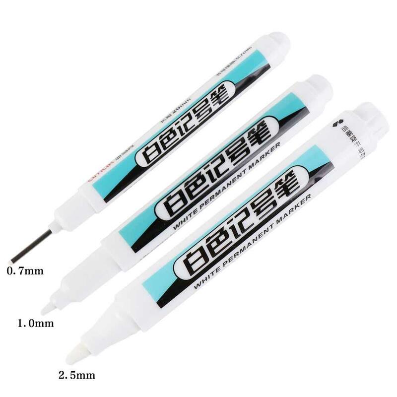 防水アートペイントペン,ホワイトマーカーペン,滑らかな筆記,フェードしやすい,0.7mm, 1.0mm, 2.5mm