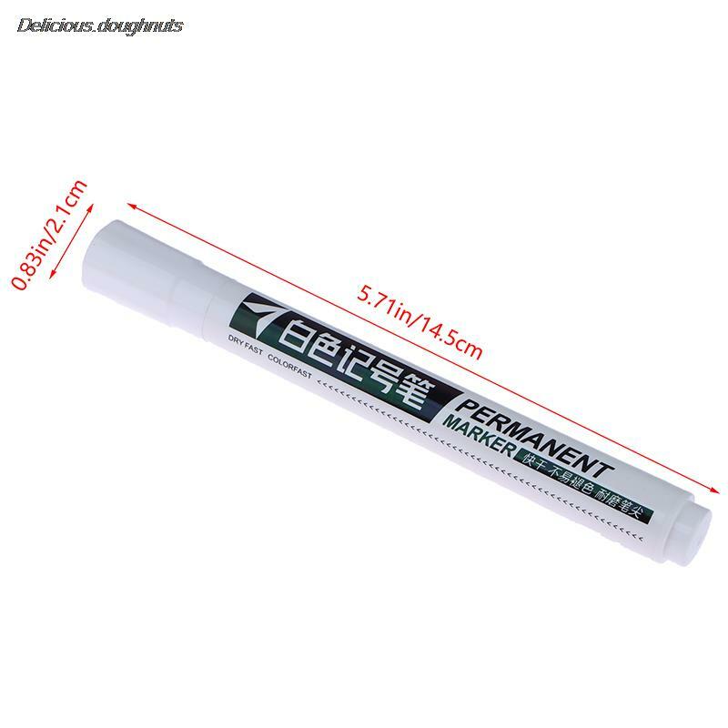 ปากกามาร์กเกอร์กันน้ำสีขาว1ชิ้นปากกากราฟฟิตีเขียนพลาสติกมันถาวรสำหรับเขียนปากกาหมึกเจล