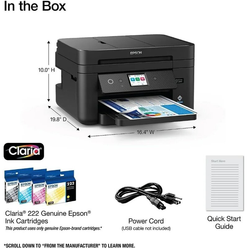 Bezprzewodowa drukarka typu „wszystko w jednym” Workforce WF-2960 ze skanowaniem, kopiowaniem, faksem, automatycznym podajnikiem dokumentów, automatycznym 2-stronnym nadrukiem