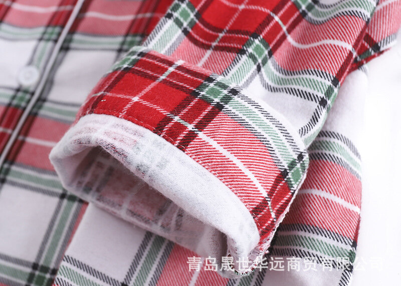 Autumn / Winter Cotton Flannel Women's Pajamas Plaid Long-sleeved Trousers Plus-size Simple Loose Loungewear Women Sleepwear