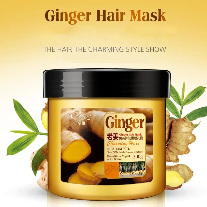 Ginger Hair Treatment Mask, Condicionador Suave, Produto de Beleza, Reparação Hidratante, Cabelos Danificados Secos, 500ml