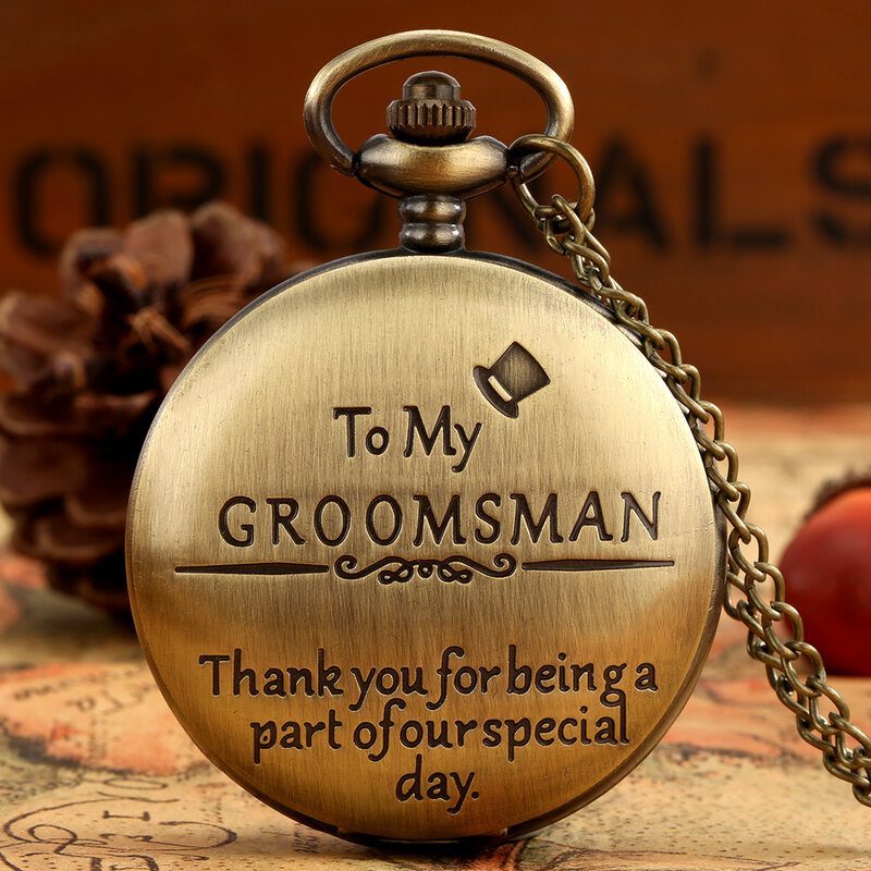 Zu Meinem Groomsman Danke Für Sein EIN Teil Unserer Spezielle Tag Bronze/Schwarz Quarz Taschenuhr Vintage hochzeit Geschenke