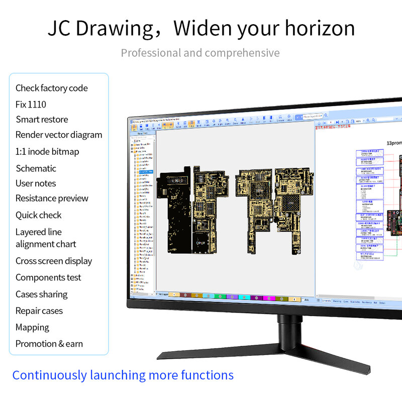 JC Desenho JCID Esquemático Diagrama Bitmap para iPhone, iPad, Android Circuito Integrado Diagrama, Ferramentas de Reparo de Celular