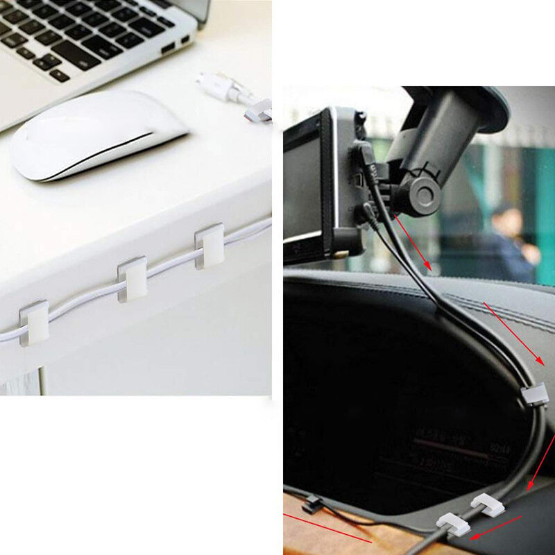 Auto-adesivo fio Bundle Holder, Mount Clip, LED Strip Lights Connector, Natal Light Holder, Wide Fix, 10mm, 10-50Pcs
