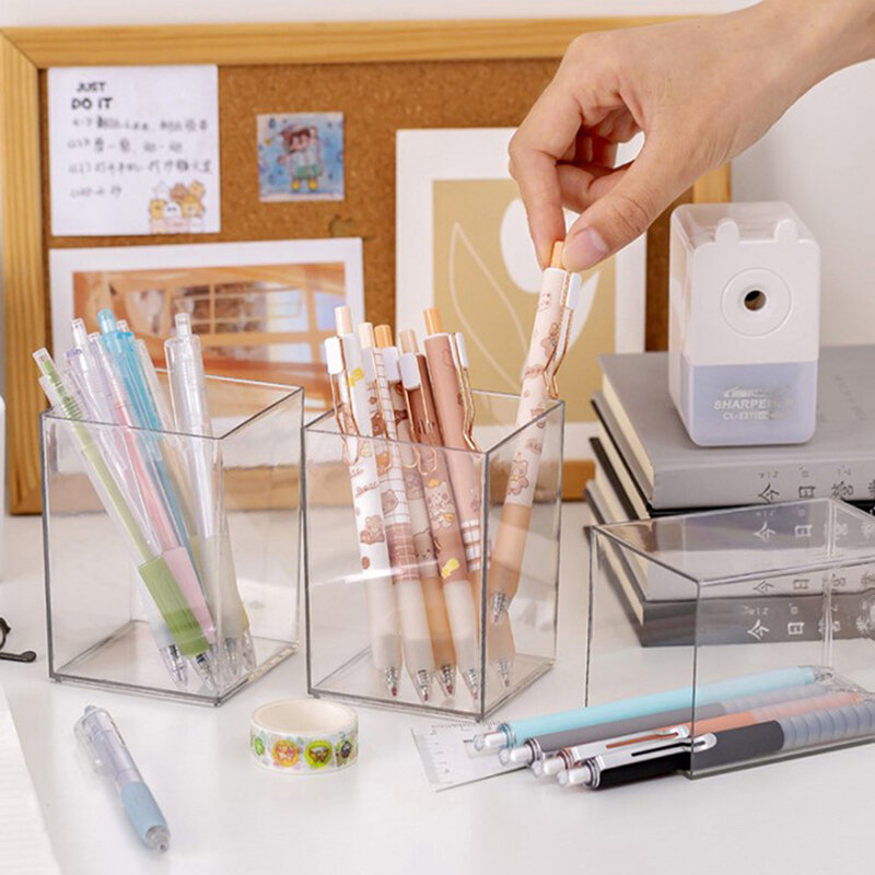 Pen Container Solid Acrylic Multifunctional Desktop Makeup Brush Pencil Holder Container Home Supplies Pen Organizer Pen Pot