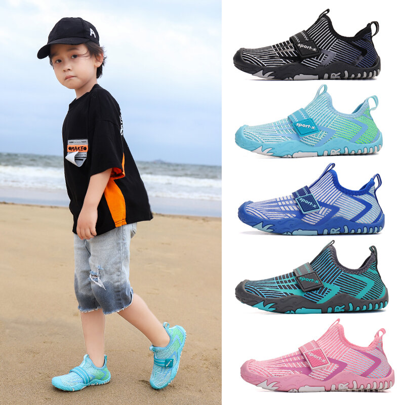 Новая молодежная летняя обувь для кемпинга и походов, быстросохнущие акватуфли для отпуска, детская пляжная обувь для воды, плавательная обувь 25-38 #