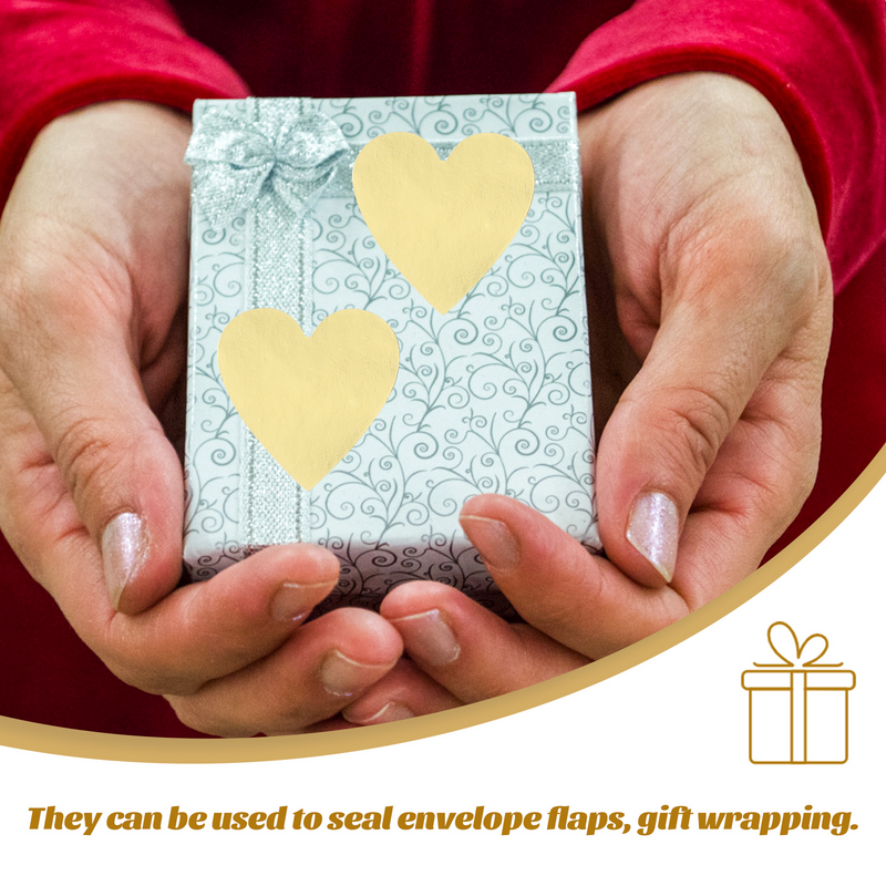 Coração selo adesivo, etiqueta de ouro adesivos, selagem para embalagem, decorativo, oferta do presente