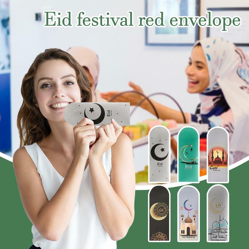 Enveloppe rouge exquise pour le festival de l'Aïd, sac d'argent, paquets rouges, 7 po x 3.2 po, 6 pièces